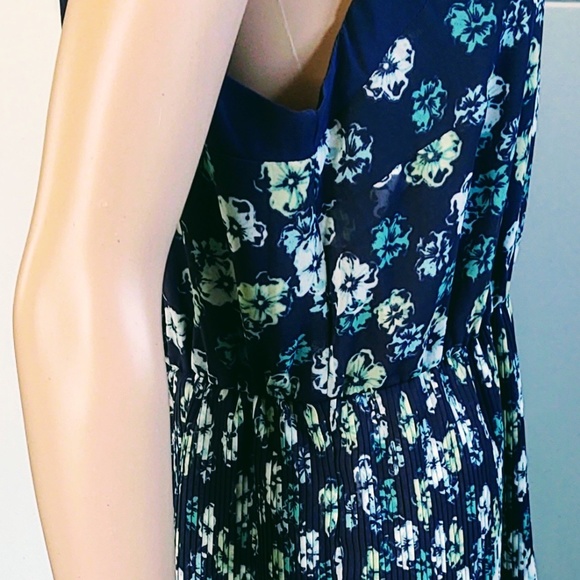 NWT LAUREN CONRAD CHIFFON SHEER OVERLAY LINED SLEEVELESS FLORAL POLY DRESS 14 - Picture 5 of 14